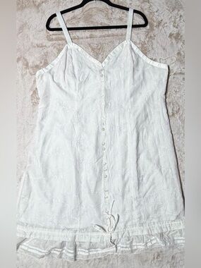 Yest Women's White Midi Embroidered Button-Front Dress 16